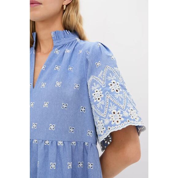 New NWT Tuckernuck Chambray Embroidered Crawford Mini Dress Size XL - Picture 3 of 11